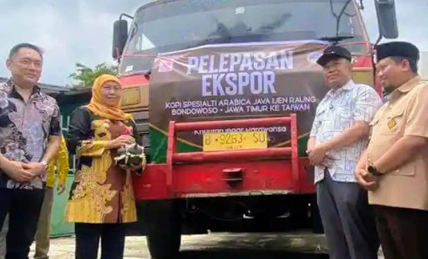 Gubernur Khofifah Lepas Ekspor Perdana Kopi Arabika Java Ijen Raung Bondowoso ke Taiwan