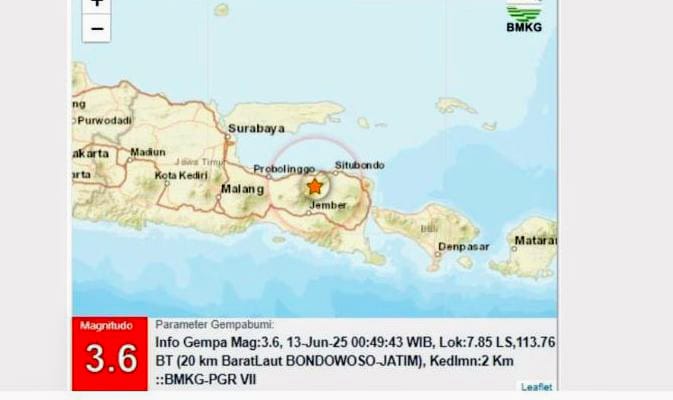 Gempa Magnitudo 3,6 Guncang Bondowoso, Satu Rumah di Situbondo Rusak Ringan