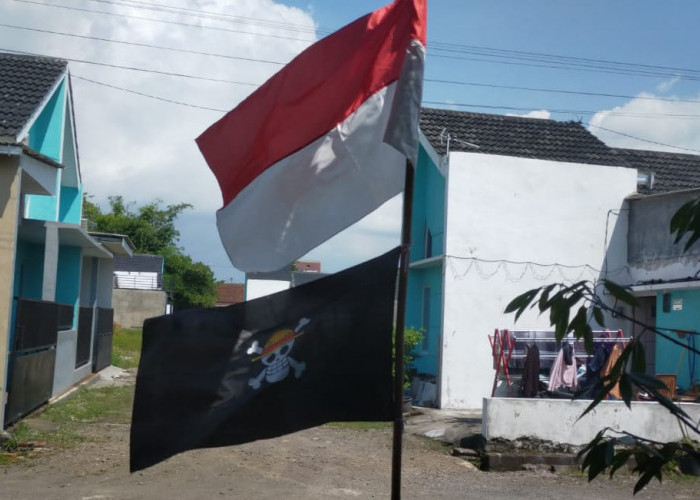 Bendera One Piece Berkibar di Depan Rumah Warga Jember